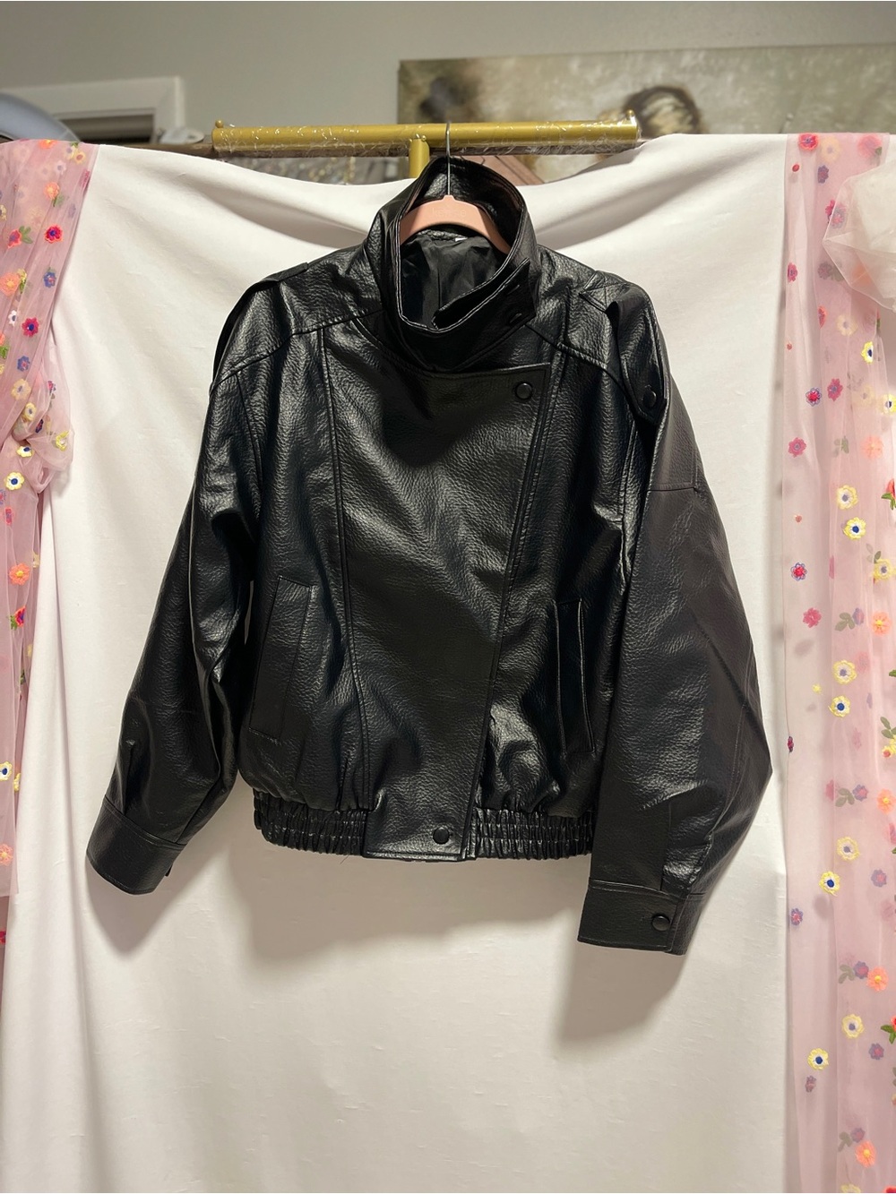 Classic Black Faux Leather Jacket - Unbranded